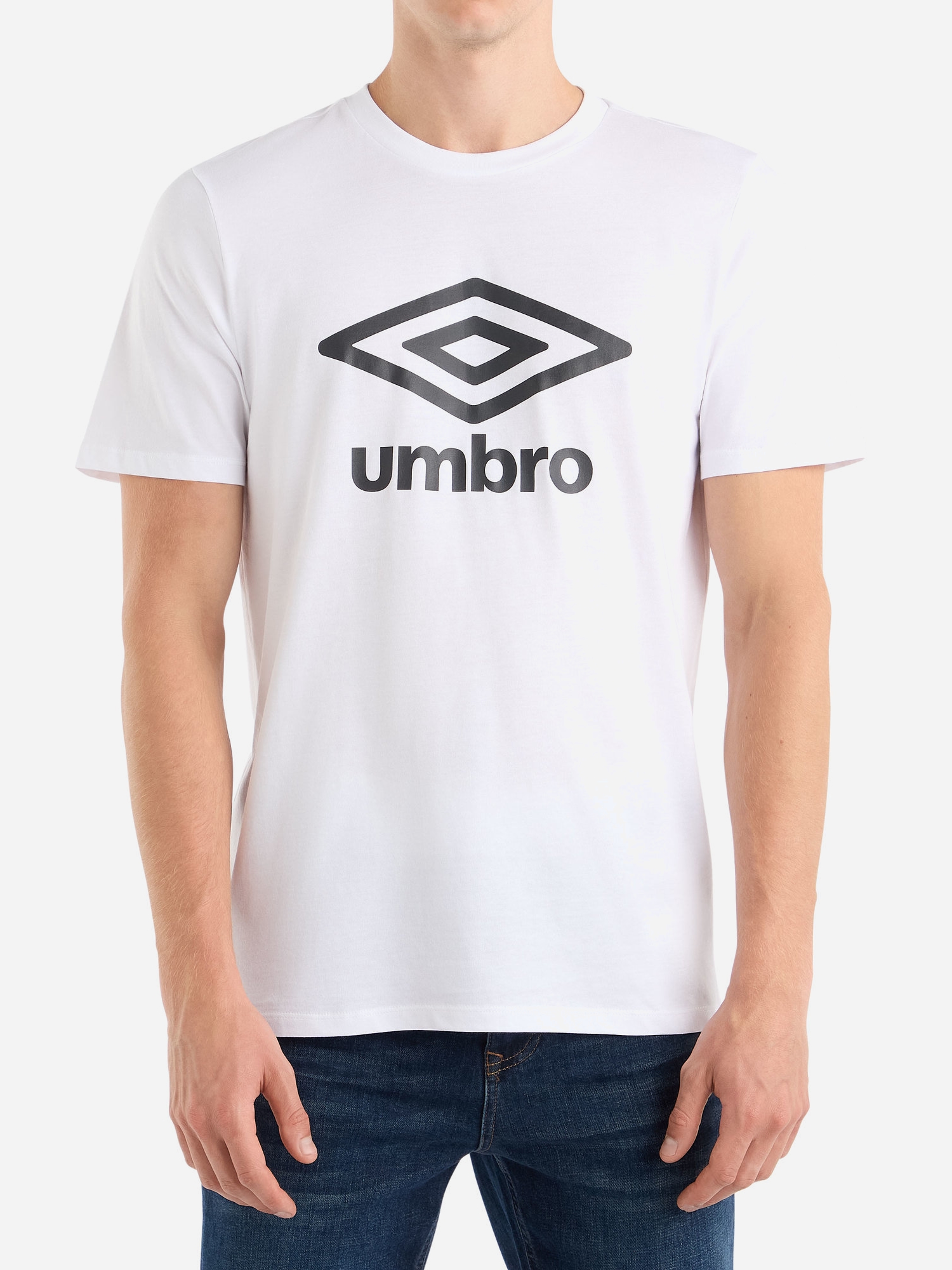 Акція на Футболка бавовняна довга чоловіча Umbro Large Logo Tee 66413U-13U M Біла від Rozetka