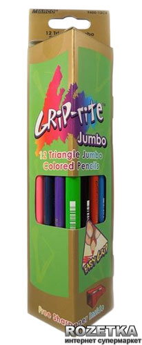 

Карандаши цветные Marco Grip-Rite Jumbo с точилкой 12 цветов (9400-12CB)