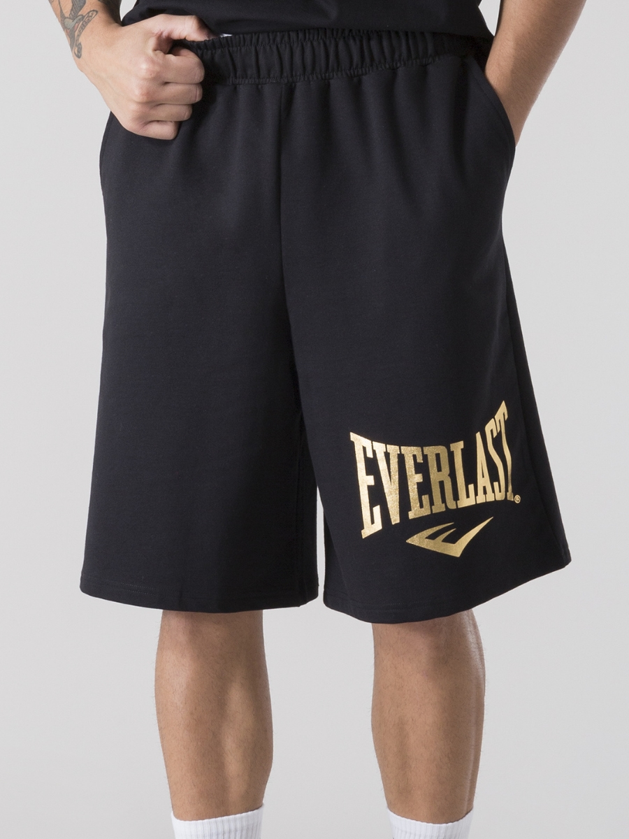 Акція на Шорти бавовняні довгі чоловічі Everlast Bermuda Felpa Non Garz 37M296D80-20GD L Чорні з золотистим від Rozetka