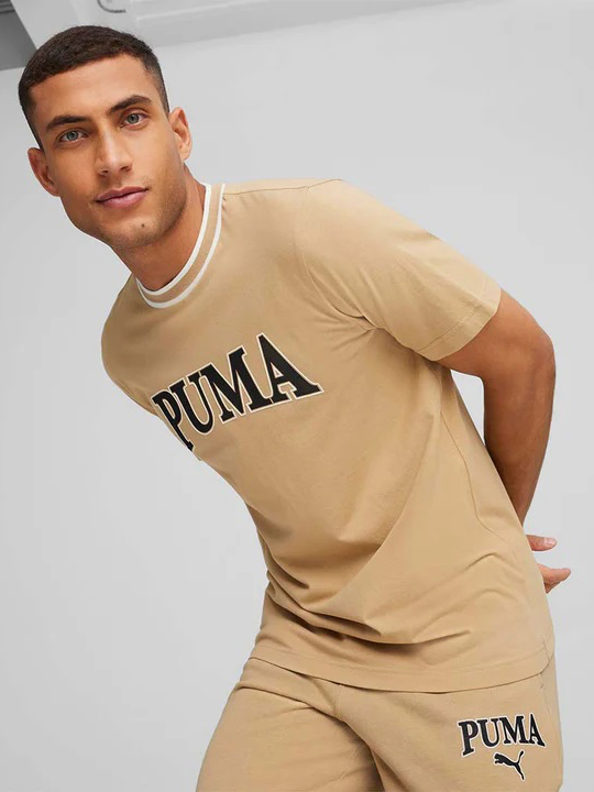 Акція на Футболка бавовняна довга чоловіча Puma Squad Graphic Tee 67896783 S Prairie Tan від Rozetka