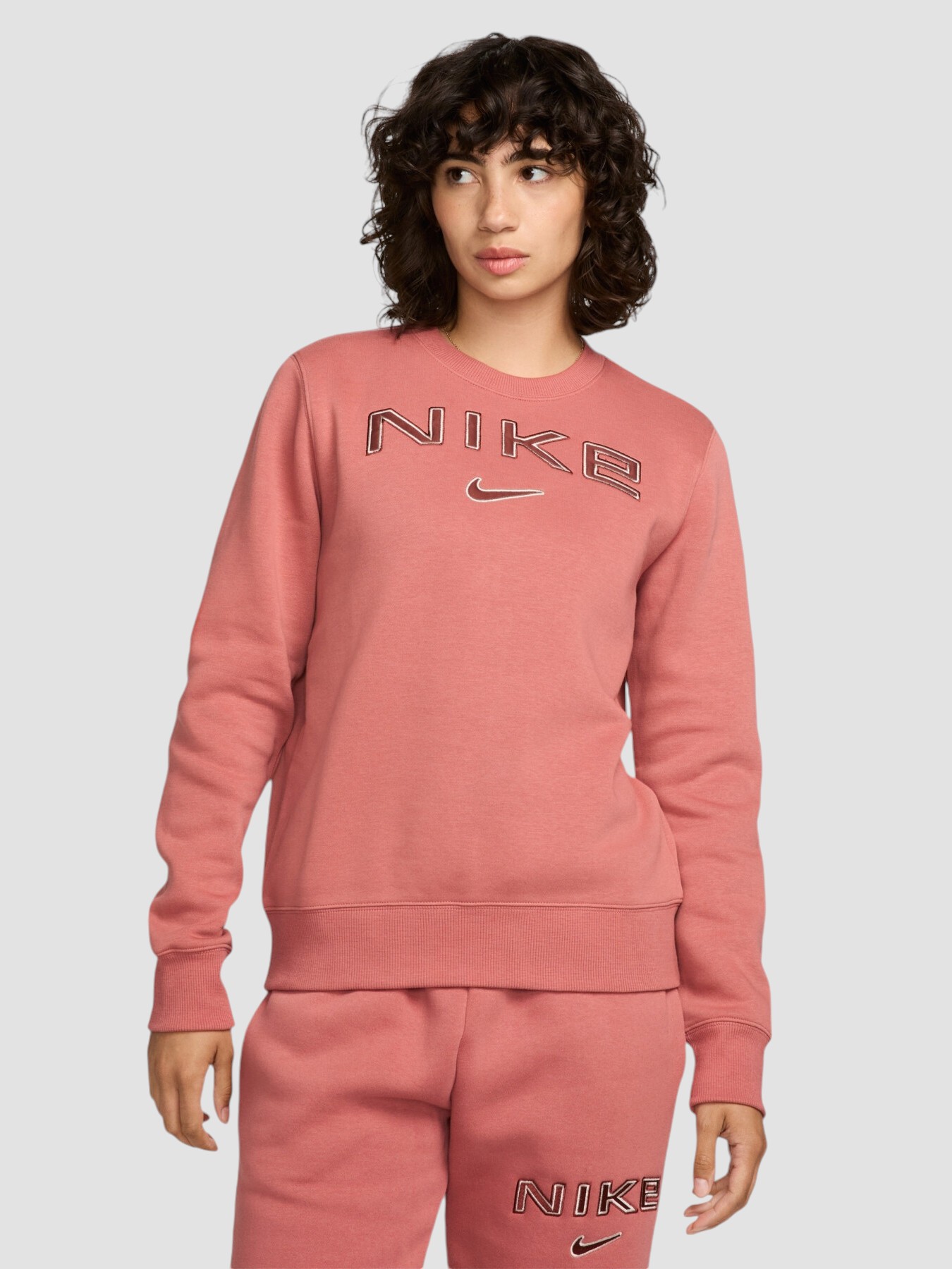 Акція на Світшот на флісі жіночий Nike W Nsw Phnx Flc Std Logo Crew HM9754-634 XS Рожевий від Rozetka