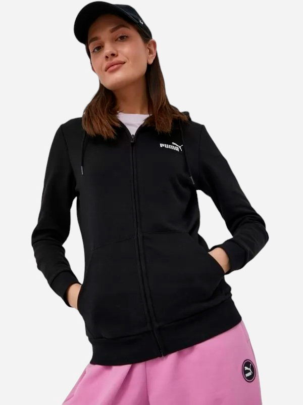 Акція на Толстовка на блискавці з капюшоном жіноча Puma Ess Small Logo Full-Zip Hoodie Tr B 586813-01 XS Чорна від Rozetka