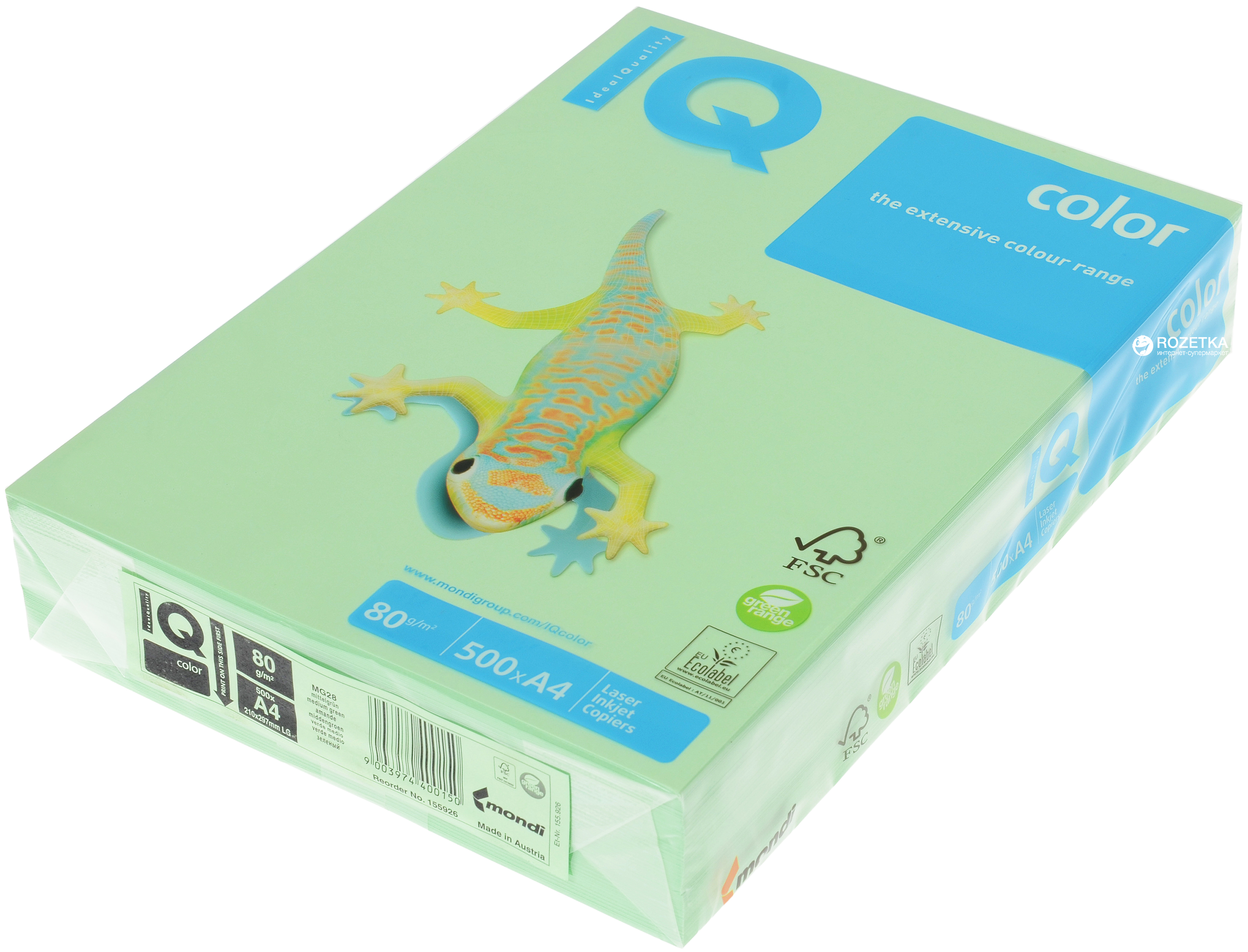 

Бумага офисная IQ А4 80 г/м2 IQ Pas MG28 500 листов Зеленая (9003974400150)