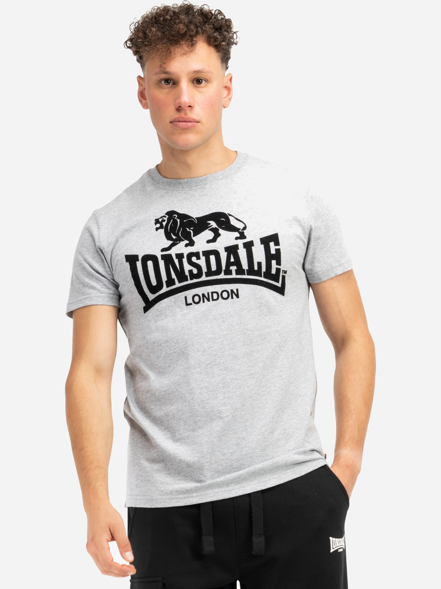 Акція на Футболка бавовняна довга чоловіча Lonsdale 117444-1527 XL Сіра від Rozetka