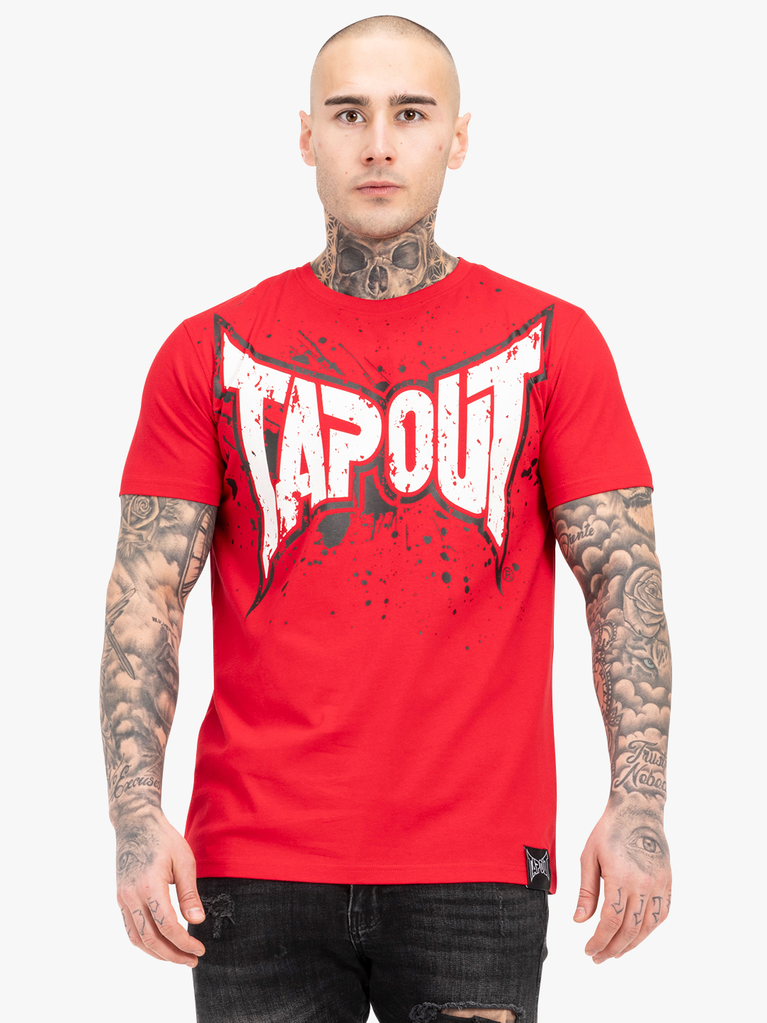 Акція на Футболка бавовняна довга чоловіча Tapout 940053-2512 XL Червона з принтом від Rozetka