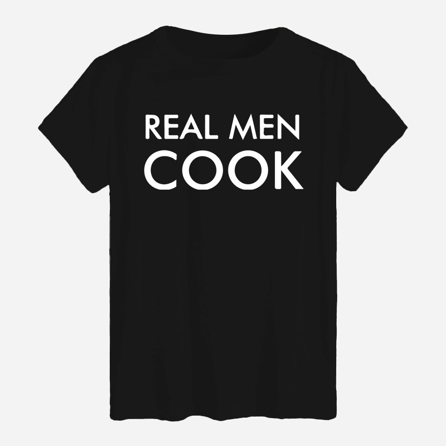 Акція на Футболка бавовняна довга чоловіча Likey Real men cook M150-0510 M Чорна від Rozetka