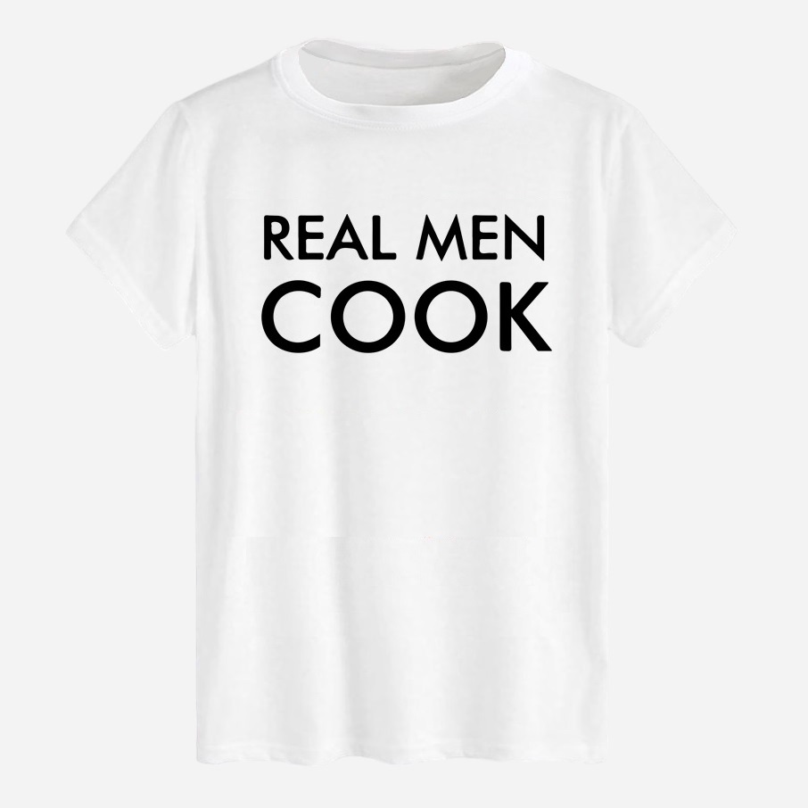 Акція на Футболка бавовняна довга чоловіча Likey Real men cook M150-0510 L Біла від Rozetka