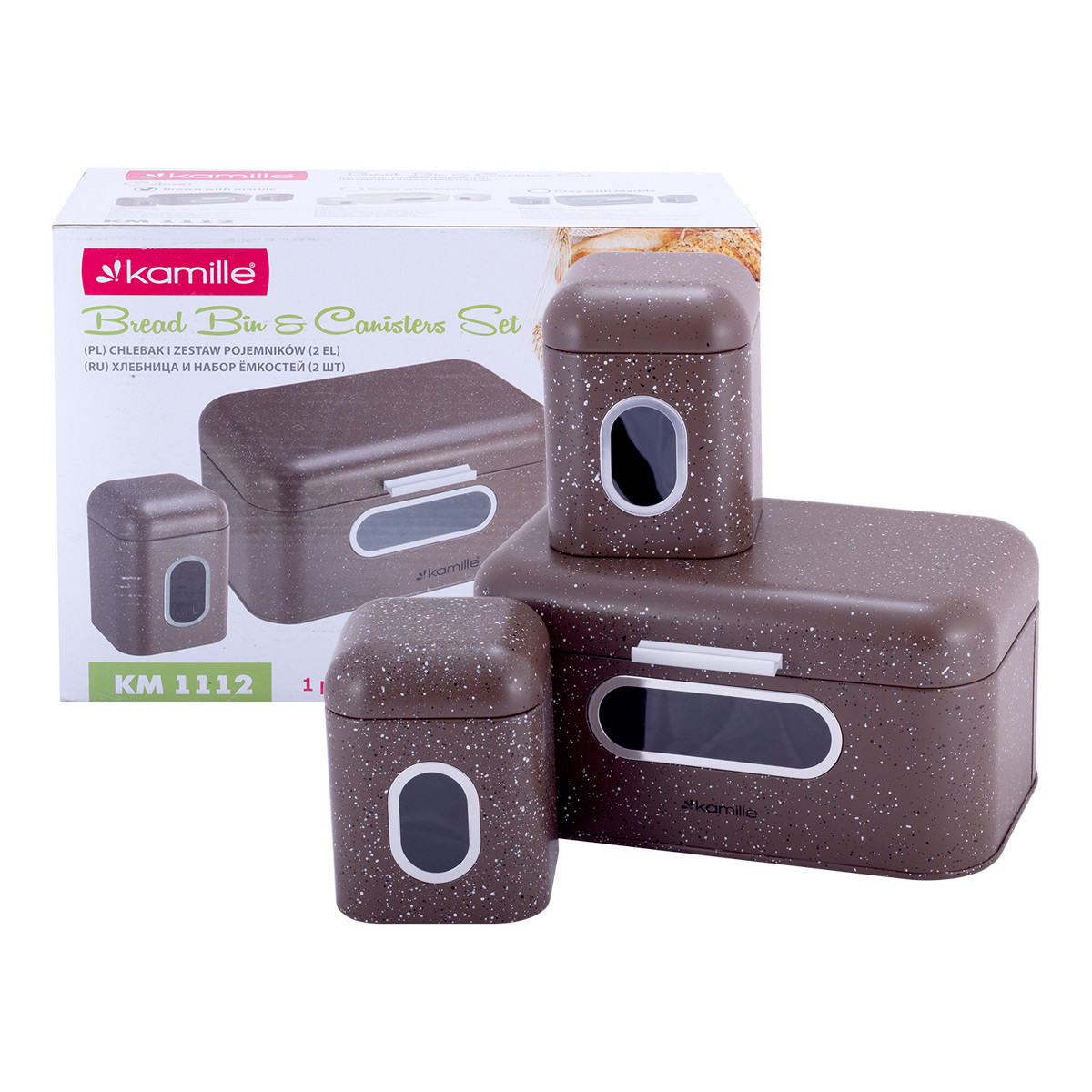 

Хлебница Kamille из нержавеющей стали с 2 емкостями для хранения 30 см Коричневый KM-1112KR
