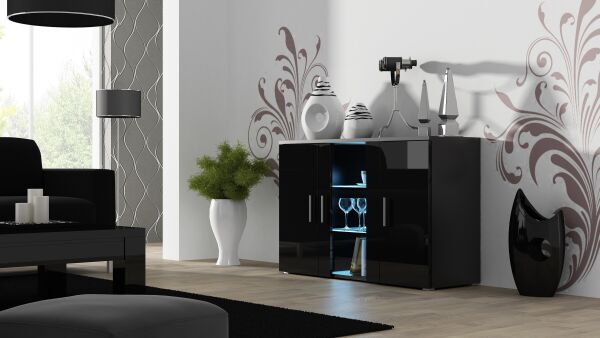 

Комод в спальню CAMA Soho S7 Черный мат/Черный глянец с подсветкой зеленой