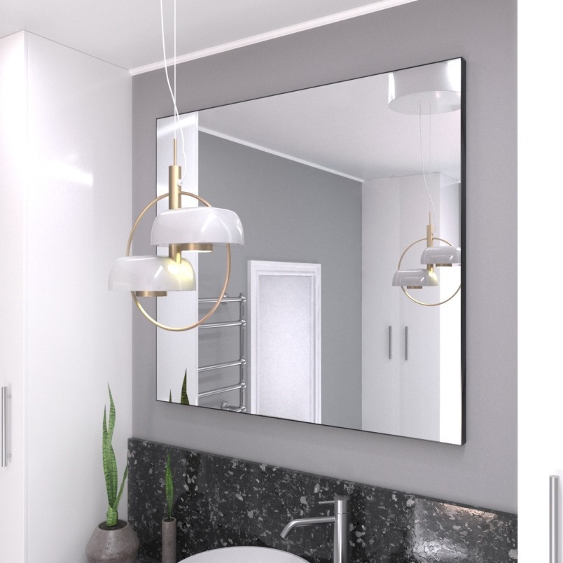 

Зеркало в черной алюминиевой раме Spark-decor Simple Silver 600 х 400