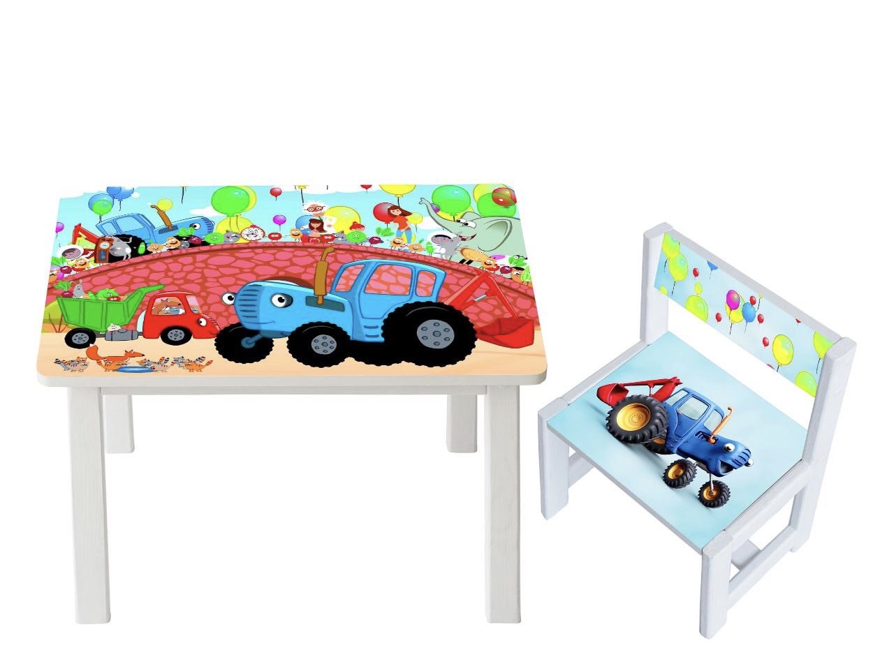 

Столик детский и 2 стульчика c укреплением Toys высота 43,5 см. 60/40 Синий Трактор BSM1-48