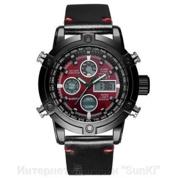 

Наручные часы AMST 3022 Black-Red Fluted Wristband мужские армейские + подарочная коробка