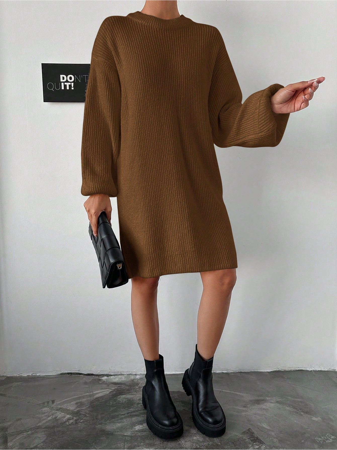 Акція на Сукня міді зимова жіноча SHEIN GD-00088768 One Size Коричнева від Rozetka