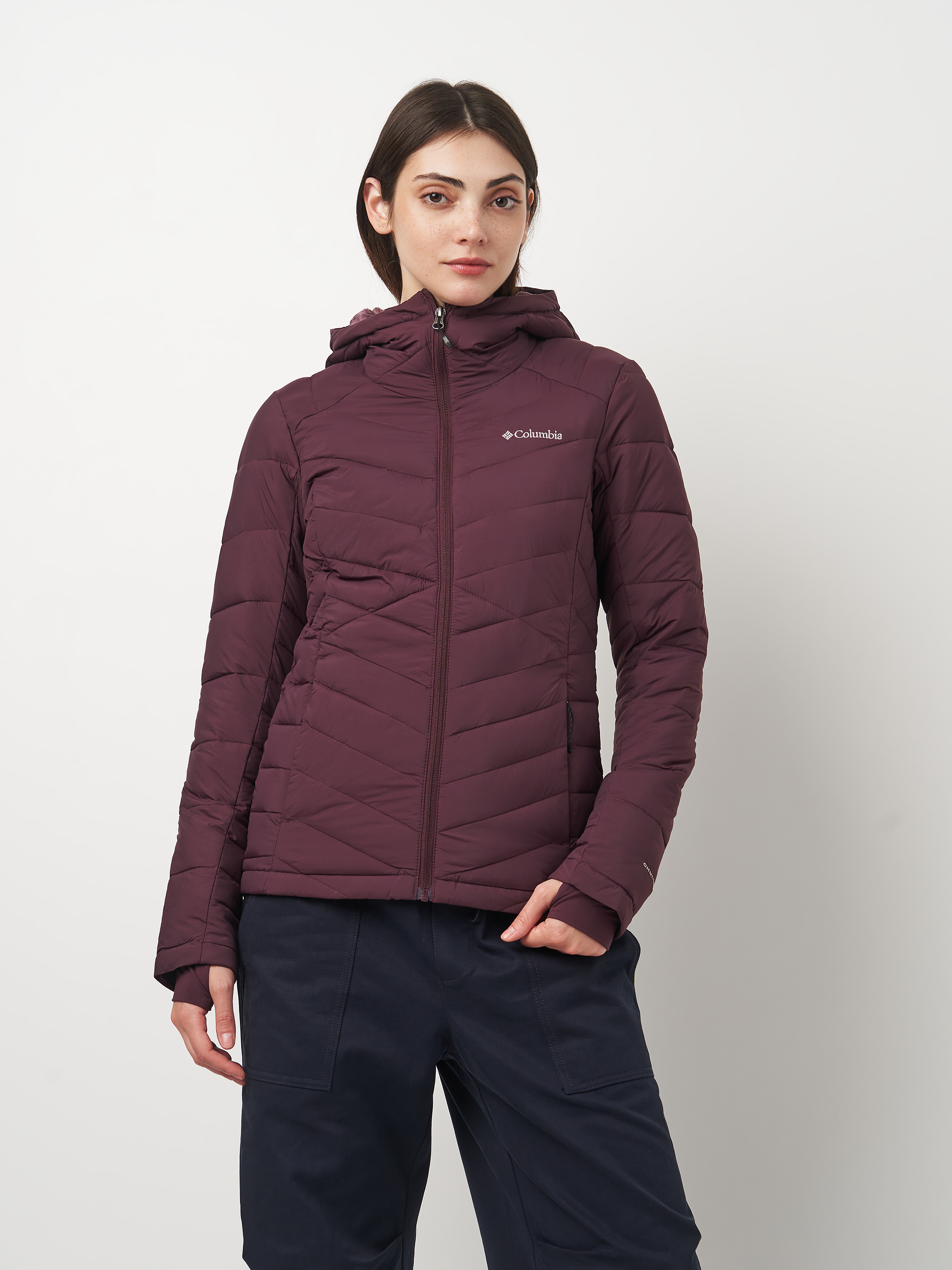 Акція на Куртка демісезонна з капюшоном жіноча Columbia Omni-Heat Joy Peak II Hooded Jacket 2089041-607 XS Темно-бордова від Rozetka