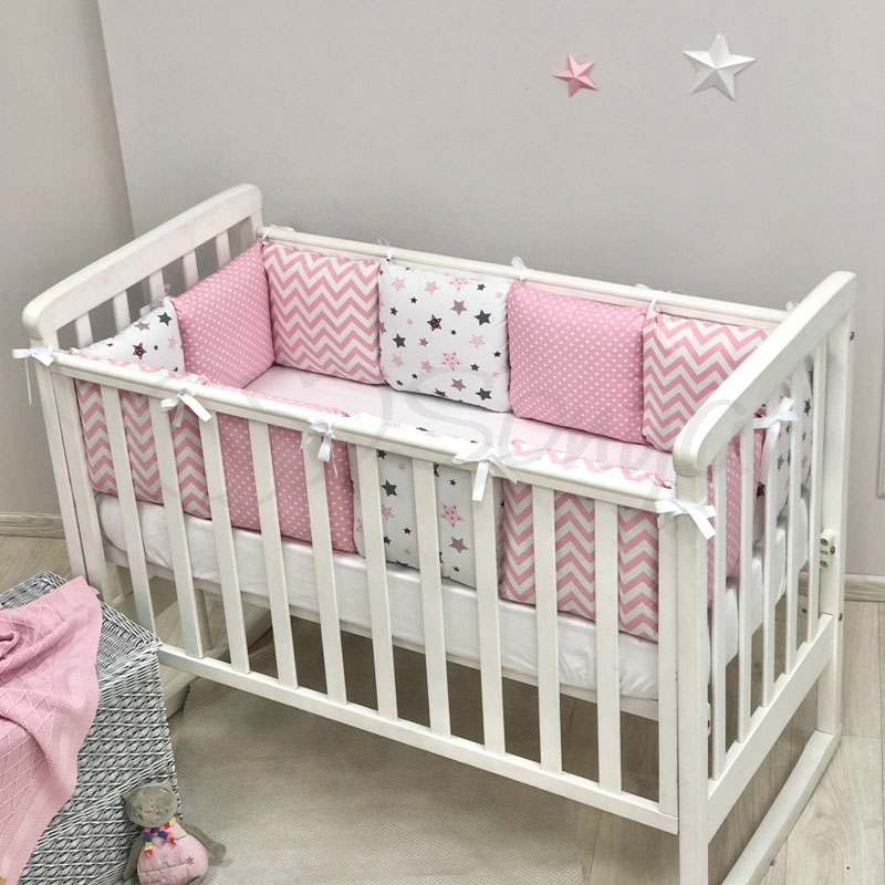

Бортики в детскую кроватку Baby Design Stars розовый
