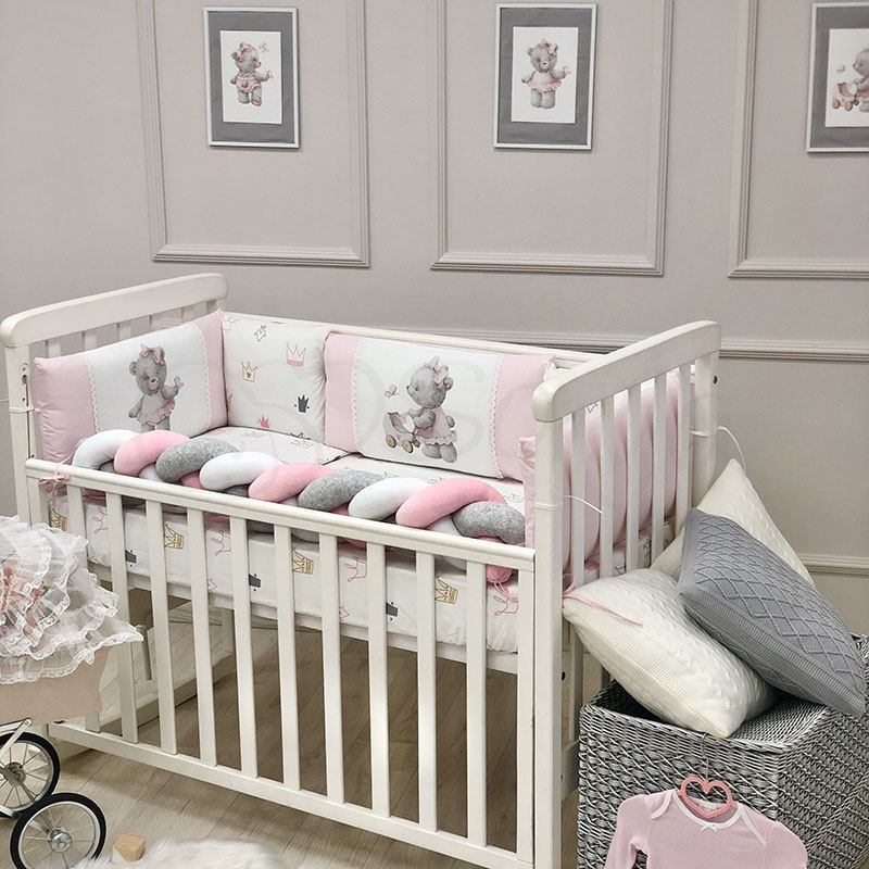 

Бортики в детскую кроватку Kids Toys Мишка розовый