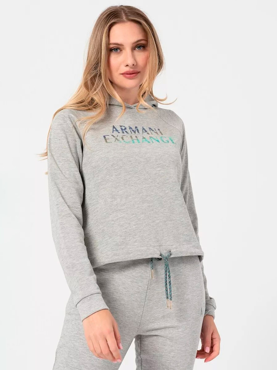 Акція на Худі жіноче Armani Exchange 847654922 XS Сіре від Rozetka