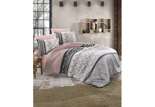 

Комплект постельного белья Majoli Cremona v1 200x220 Серо-розовый