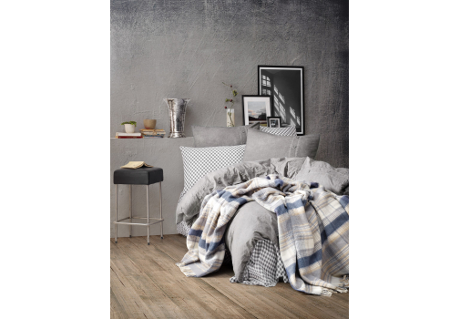 

Постельное бельё+плед Cotton Box Denim Gri 200x220 Серый
