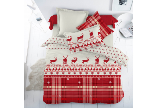 

Комплект постельного белья Majoli Santa v2 Red 200x220 Бело-красный