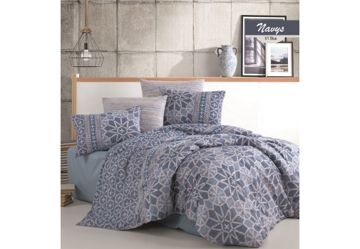 

Комплект постельного белья Majoli Navys v1 Blue 200x220 Синий