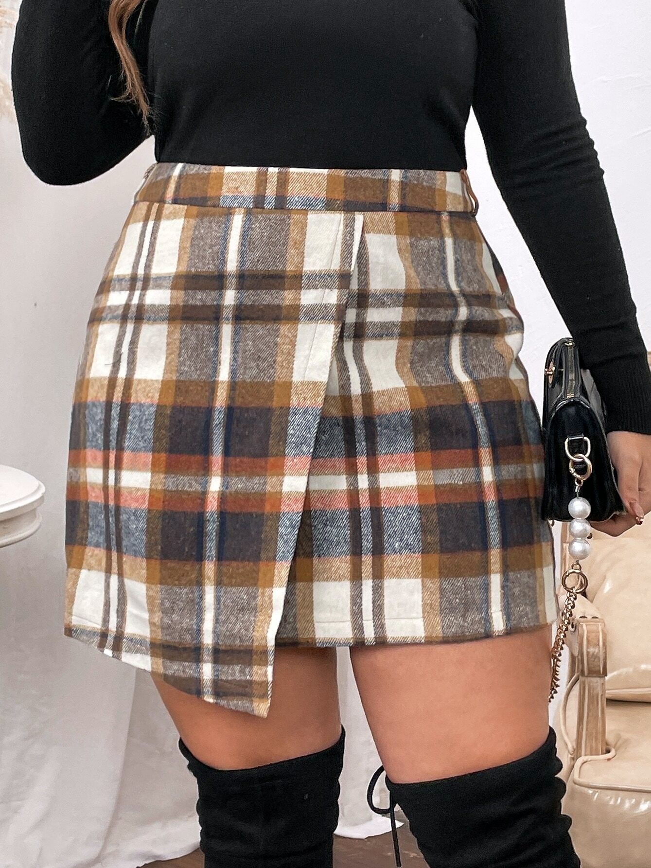 Акція на Спідниця міні осіння пряма жіноча SHEIN GD-00085648 1XL Різнобарвна від Rozetka