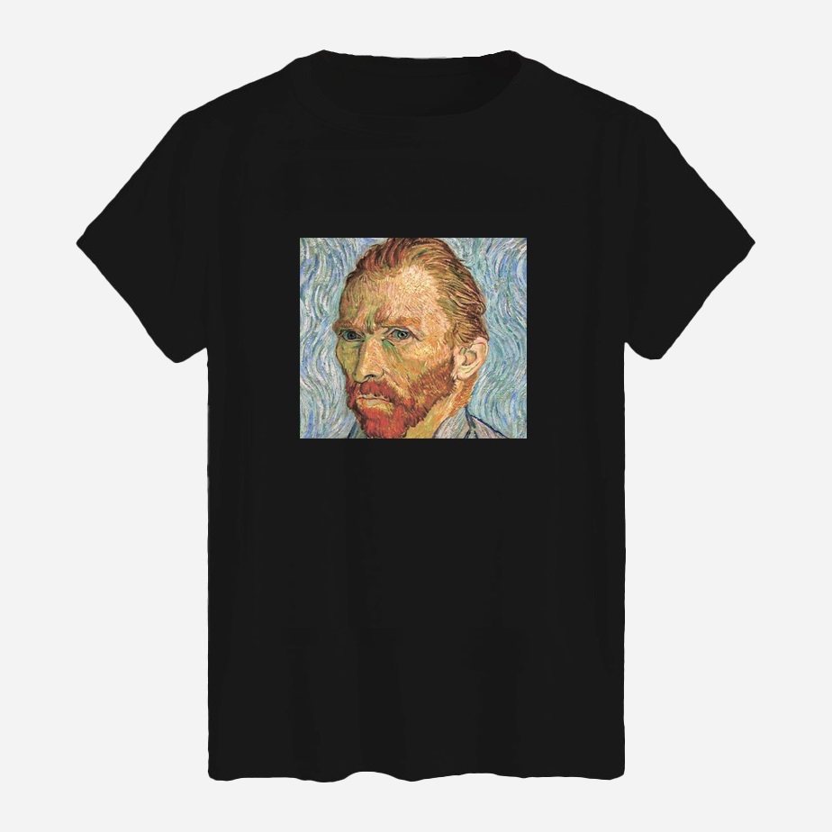 Акція на Футболка бавовняна довга чоловіча Likey Vincent Van Gogh M150-0154 L Чорна від Rozetka