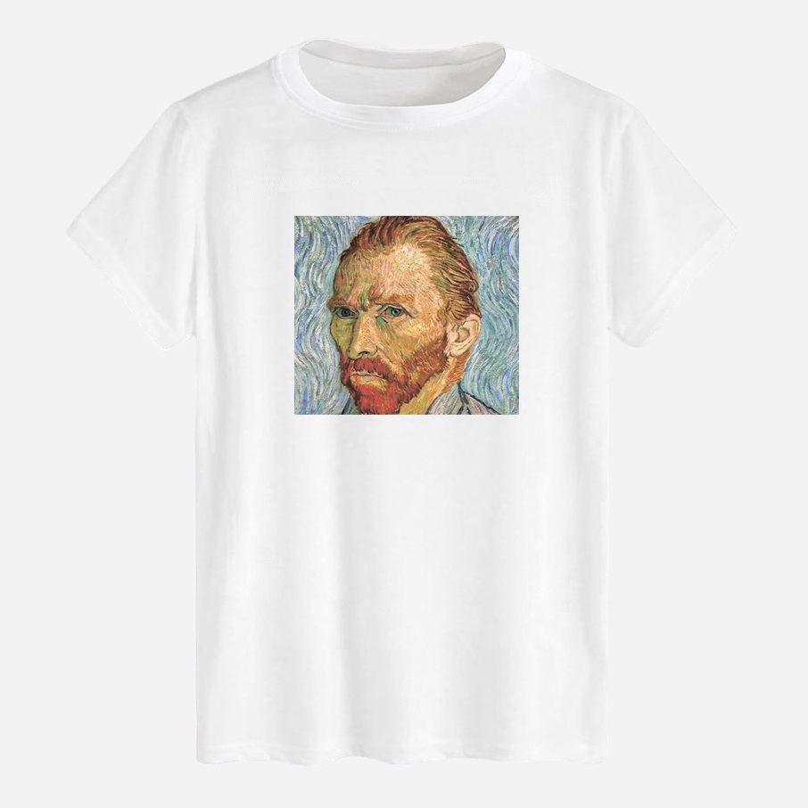 Акція на Футболка бавовняна довга чоловіча Likey Vincent Van Gogh M150-0154 XL Біла від Rozetka