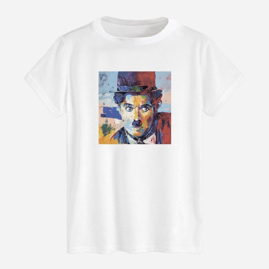 Акція на Футболка бавовняна довга чоловіча Likey Art Charlie Chaplin - Чарлі Чаплін M150-0125 M Біла від Rozetka