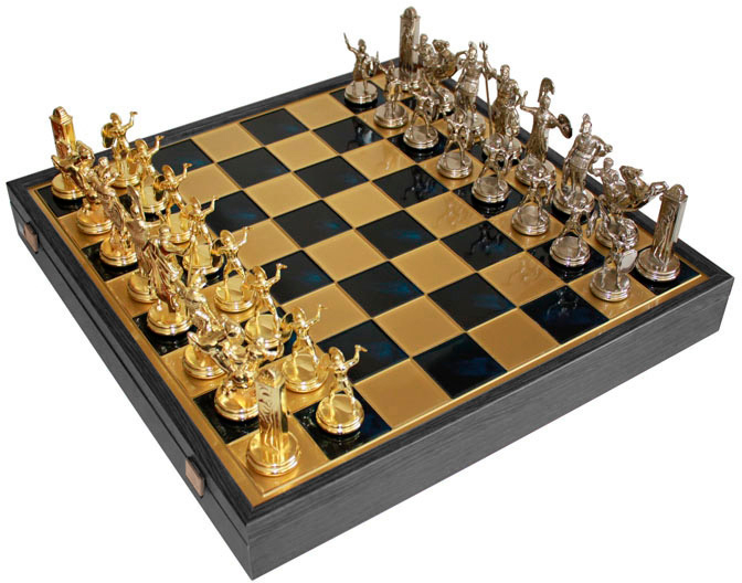 Акція на Шахматы Manopoulos Греческая мифология в деревянном футляре 54х54 см Синие (SK19BLU) від Rozetka UA
