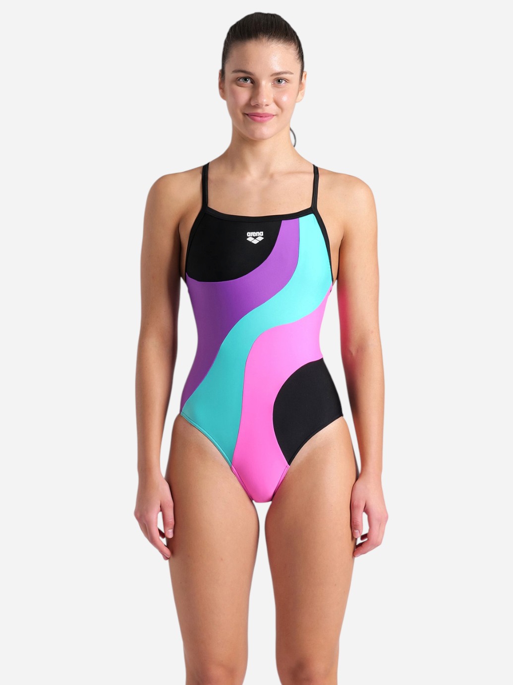 Акція на Купальник суцільний жіночий Arena Multi Slices Swimsuit Lightdro 008094-598 44 Чорний/Бузковий/Бірюзовий/Рожевий від Rozetka