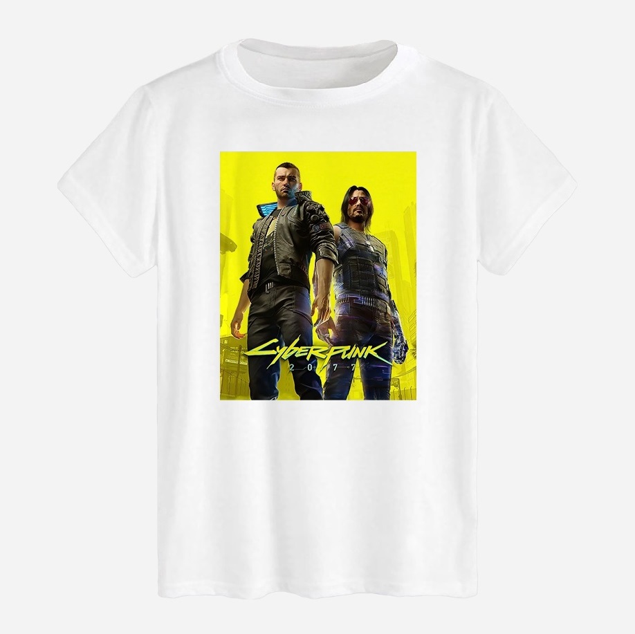 Акція на Футболка бавовняна довга чоловіча Likey Cyberpunk 2077 M150-2505 3XL Біла від Rozetka