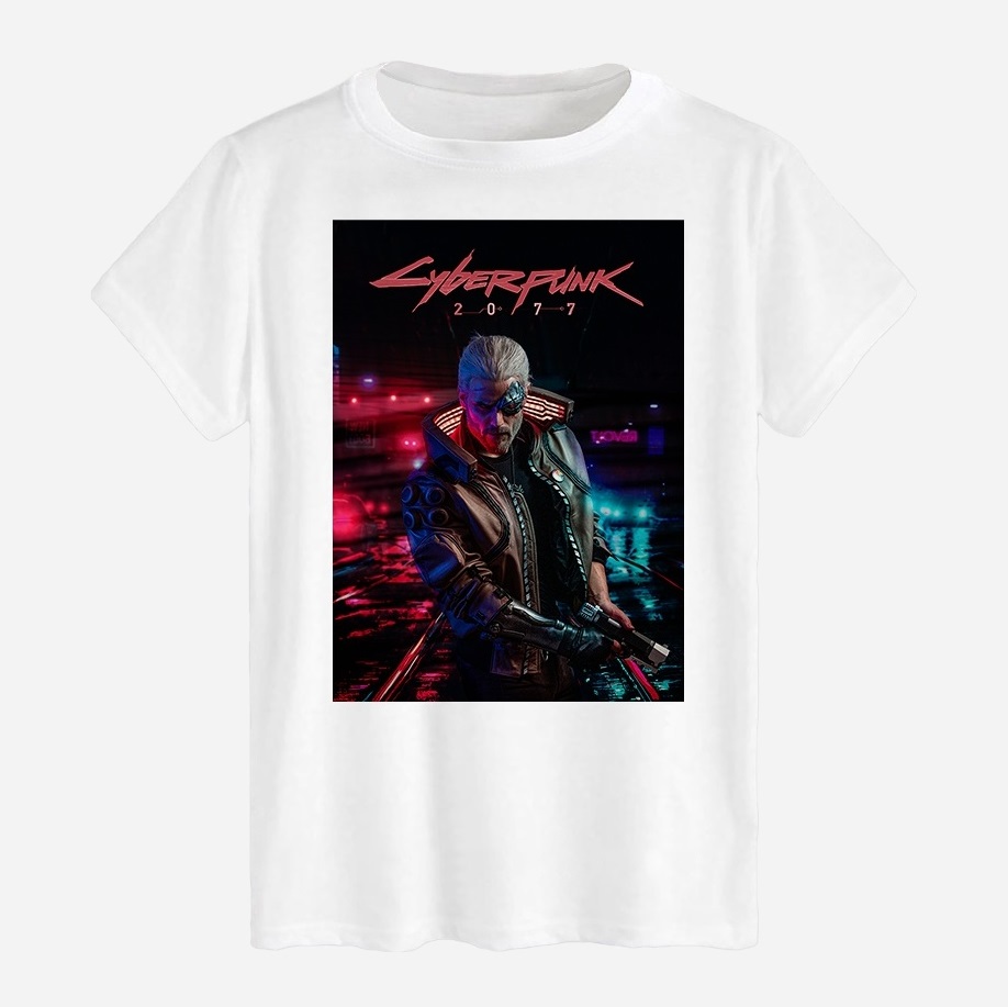 Акція на Футболка бавовняна довга чоловіча Likey Cyberpunk 2077 M150-2508 XXL Біла від Rozetka