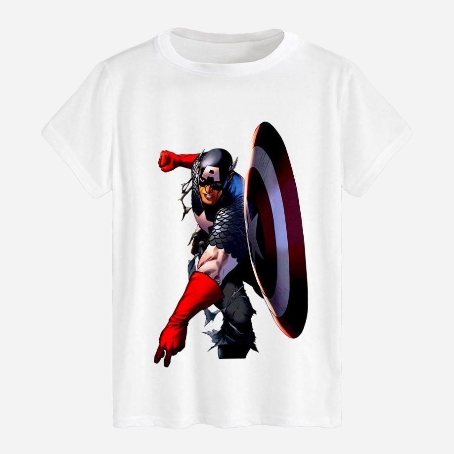 Акція на Футболка бавовняна довга чоловіча Likey Captain America M150-0601 XXL Біла від Rozetka