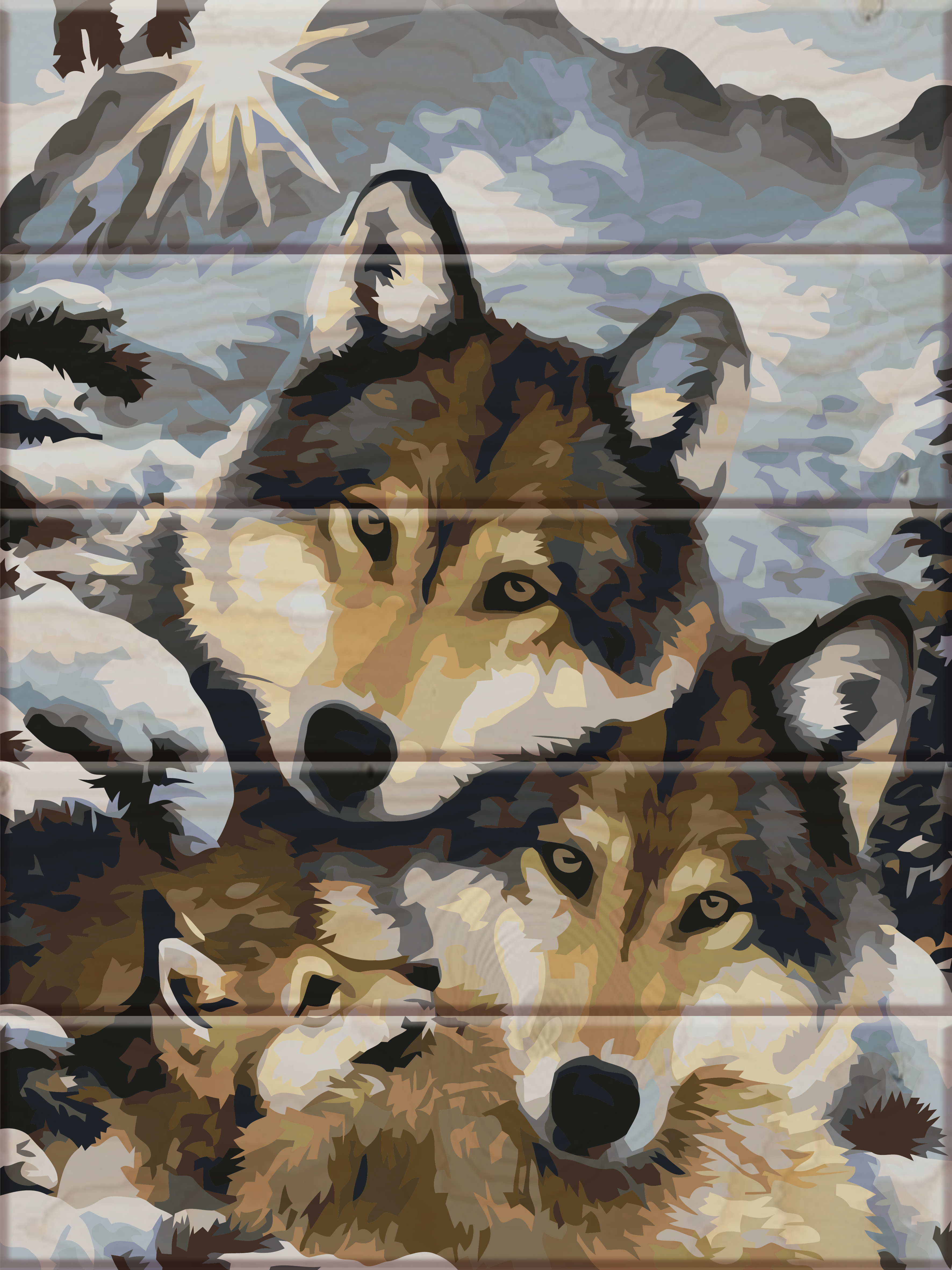 

Картина по номерам ArtStory Семья волков 40*30 см на дереве (в коробке) арт.ASW013