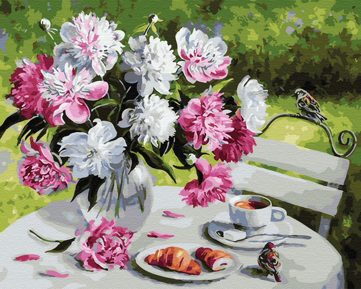 

Картина по номерам BrushMe Завтрак с пионами 40*50 см (в коробке) арт.BRM29388