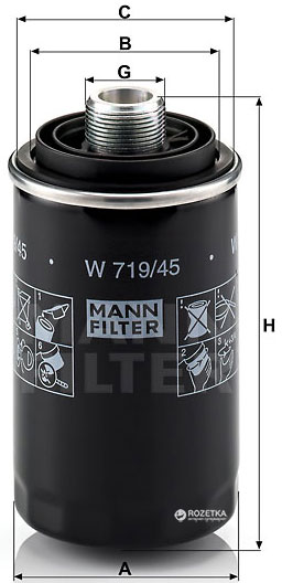 

Фільтр масляний MANN W 719/45