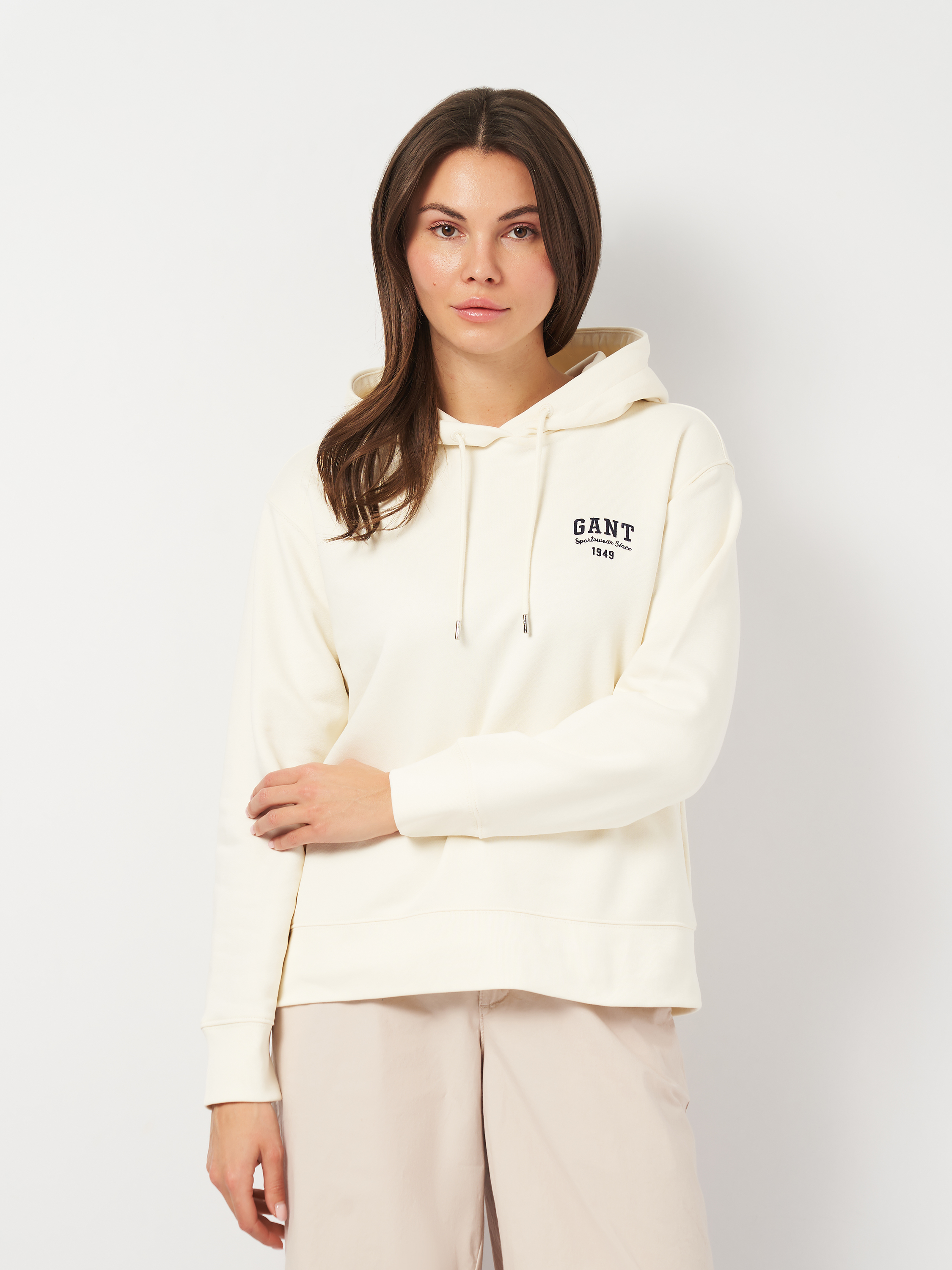 Акція на Худі жіноче GANT Small Graphic Hoodie 4201272-130 L Біле від Rozetka