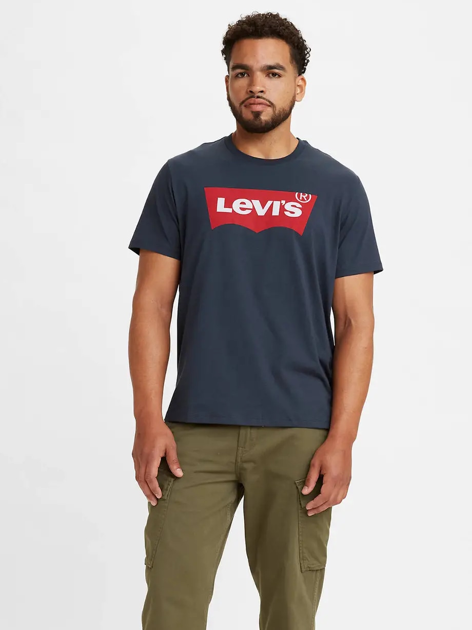 Акція на Футболка бавовняна чоловіча Levi's Graphic Setin Neck 1771441239 S Синя з принтом від Rozetka