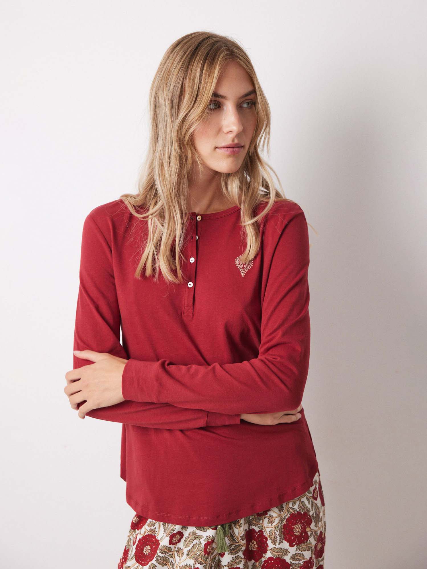 Акція на Піжамний лонгслів жіночий бавовняний Women'Secret Mml Panadera Tee Red 3278419 S Червоний від Rozetka