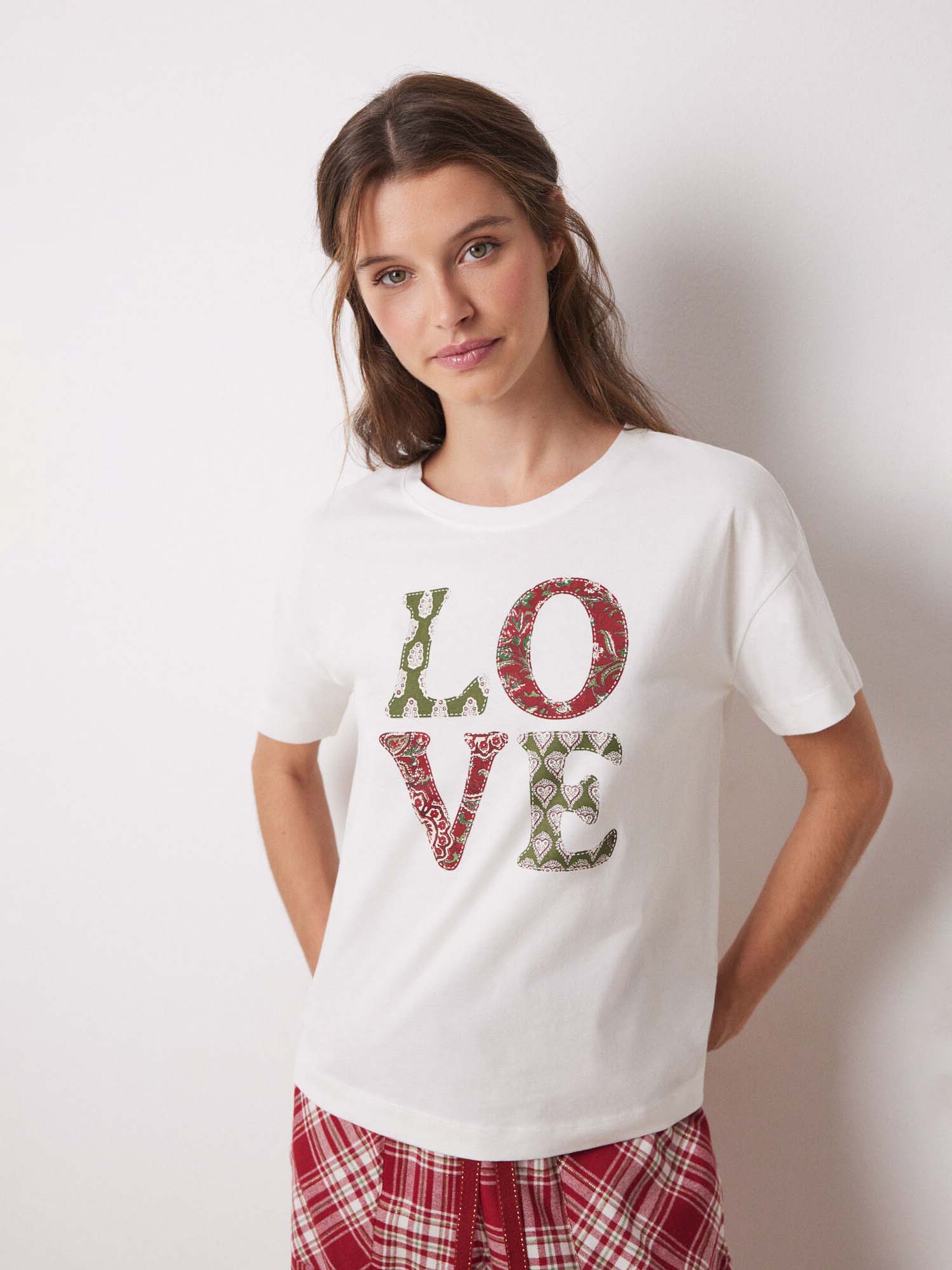 Акція на Піжамна футболка жіноча бавовняна Women'Secret Mml Love Tee Fr 3278422 XS Бежева від Rozetka