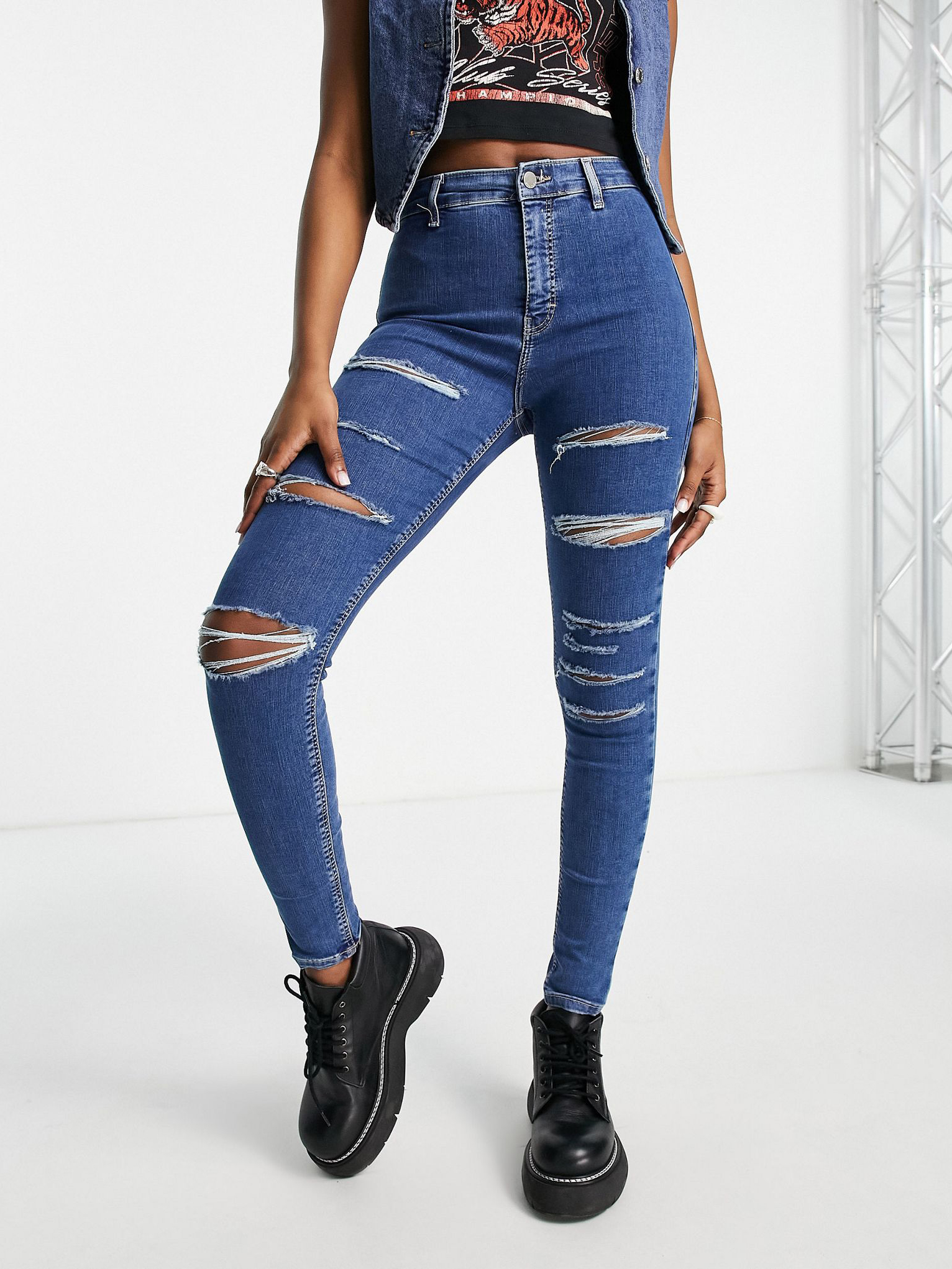 Акція на Джинси Skinny жіночі Topshop FLAS-02J03SMDT 34-32 Сині від Rozetka