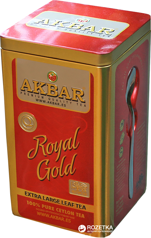 Чай черный крупнолистовой Akbar Royal Gold 250 г в жестяной банке ...