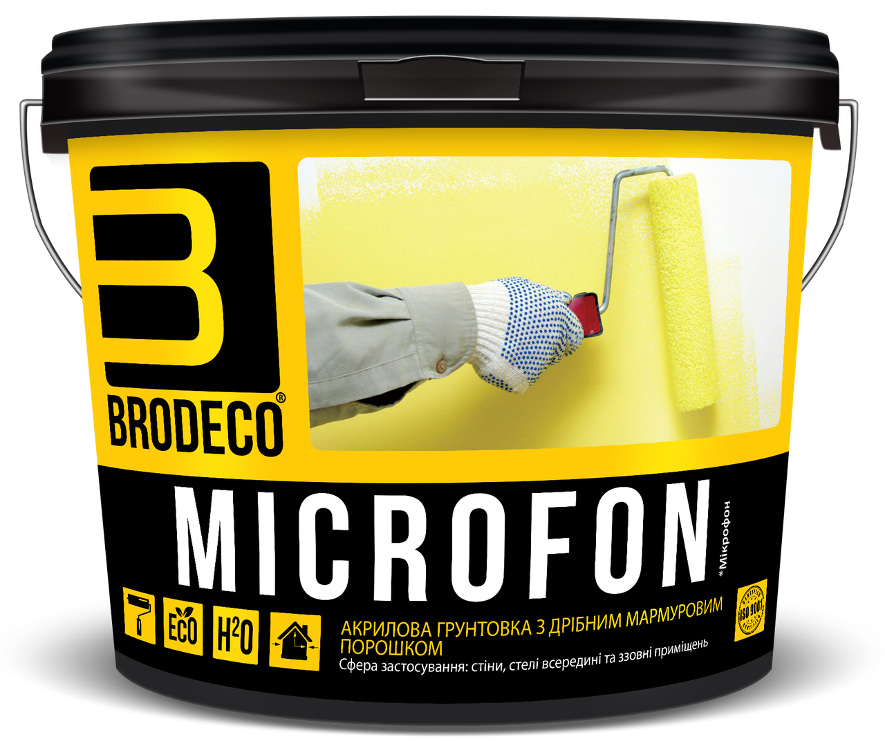 

Акриловая белая грунтовка с мелкой мраморной мукой Brodeco“Microfon" 2,5 л.