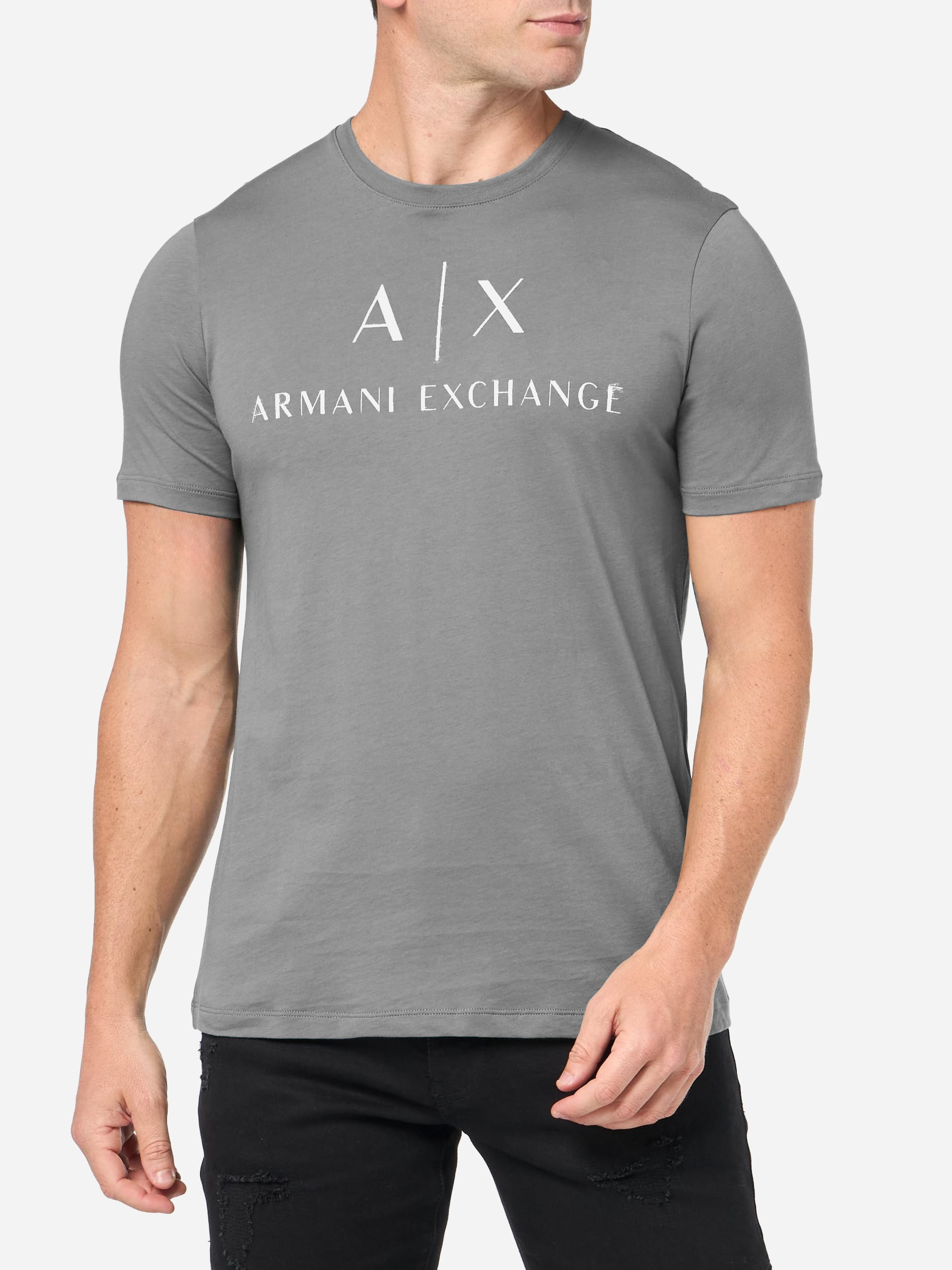 Акція на Футболка бавовняна довга чоловіча Armani Exchange 717869727 M Сіра від Rozetka