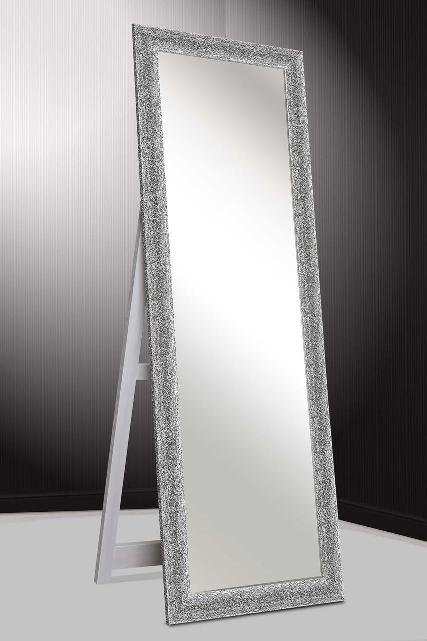 

Зеркало напольное в раме Factura с деревянной подставкой Silver crum 60х174 см серебро