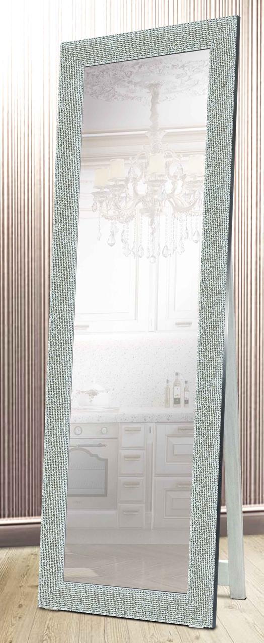 

Зеркало напольное в раме Factura с деревянной подставкой Silver tetris 60х174 см серебро