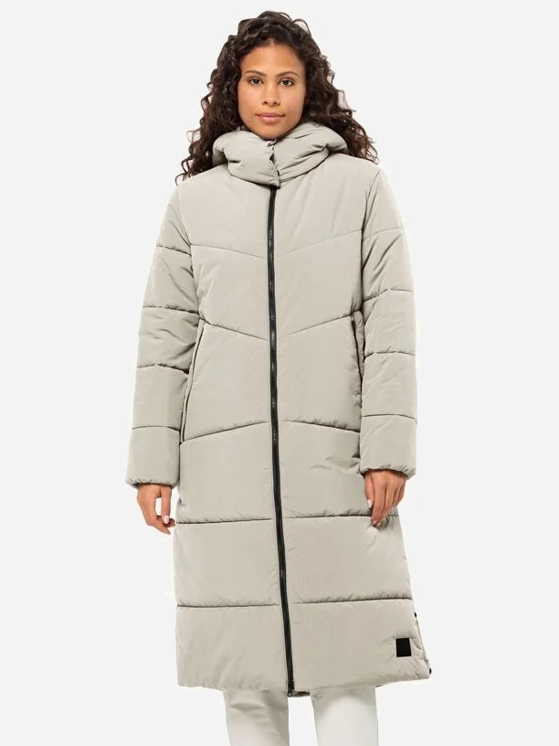 Акція на Куртка зимова довга жіноча Jack Wolfskin Karolinger Long Coat W 1207481_A0029 XS Бежева від Rozetka