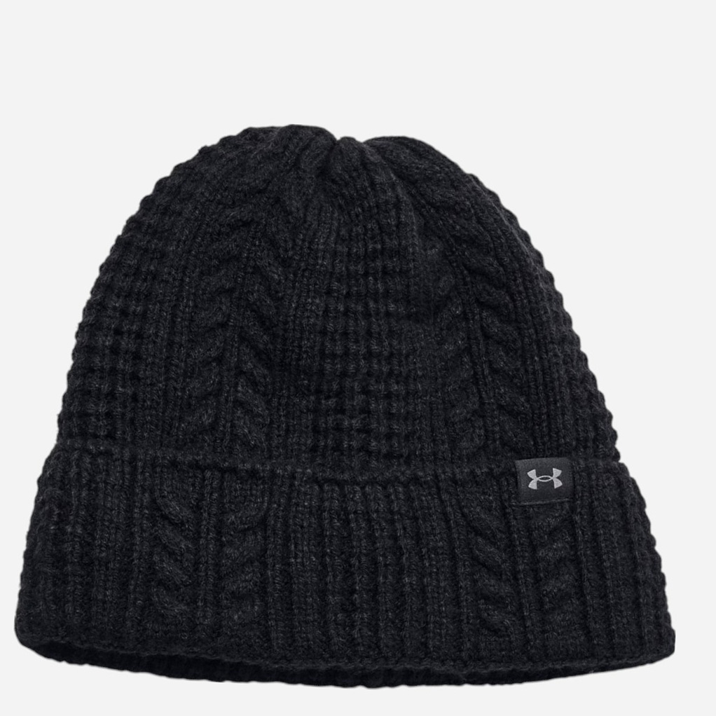 Акція на Шапка жіноча Under Armour W Halftime Cable Knit Beanie 1386639-001 One Size Чорна від Rozetka