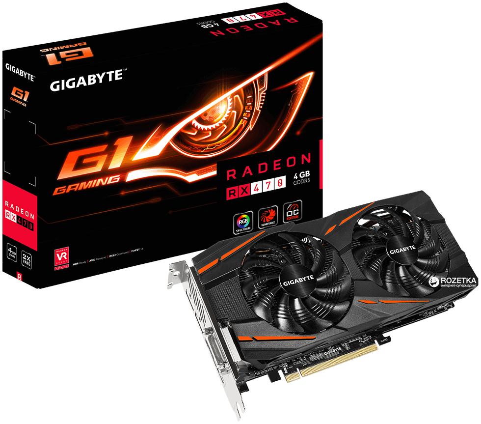 Видеокарта Gigabyte PCI-Ex Radeon RX470 G1 Gaming 4096MB GDDR5 (256bit)  (1230/6600) (DVI, HDMI, 3 x Display Port) (GV-RX470G1 GAMING-4GD) – отзывы  покупателей | ROZETKA